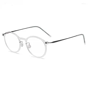 Lunettes de soleil Frames Denemark Brand Titanium Eyeglass 6541 Retro Round Lunes Frame Men sans vis Ultralight Myopia Prescription Optical