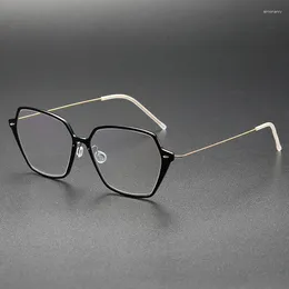 Zonnebrilmonturen Denemarken Designer Brillen 6621 Onregelmatige bril Lichtgewicht montuur Optisch schroefloos titanium op sterkte Originele doos