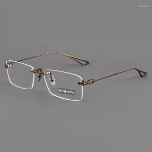Montures de lunettes de soleil conçues en titane pur, monture optique sans monture, lunettes de prescription, lunettes sans cadre, large utilisation du visage, 150 mm de long