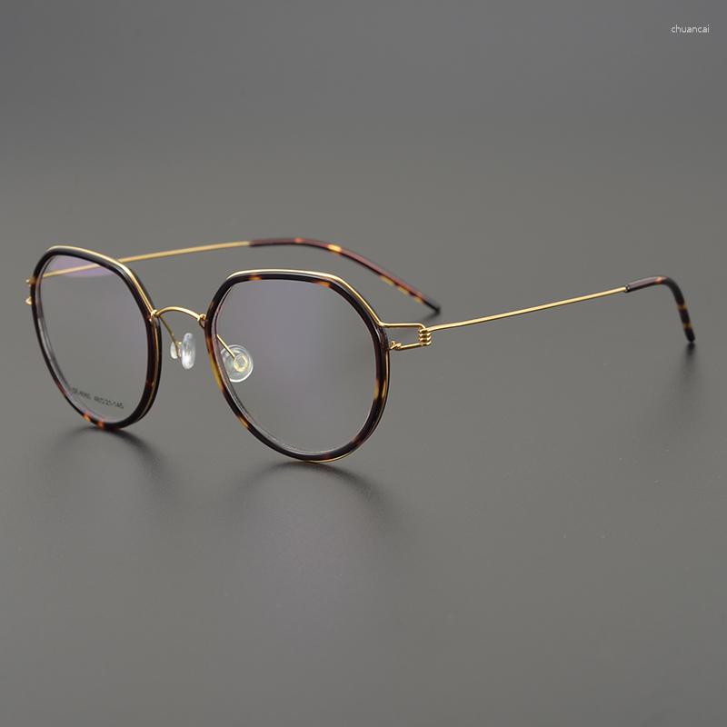 Sonnenbrillenrahmen Designer Marke Rezept Runde leichte reine Titan Myopie Lesebrille Rahmen Herren optische Linse