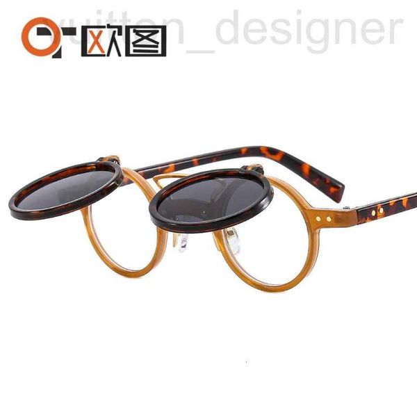 Lunettes de soleil Cadres Designer Marque T307 Outu Nouveau cadre rond Punk Double couche Flip Tendance moto pour hommes et femmes individualisé LEP0