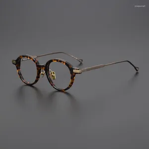 Zonnebrillen Frames Designer Merk Trendy Ronde Brillen voor zeer bijziende mannen en vrouwen met dikke titanium rand lenzen op sterkte