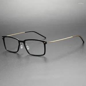 Marcas de gafas de sol diseñador 6 gramos hechos a mano de marco de gafas de titanio puro ultra luz sin tornillos marco de miopía cuadrado de negocios.