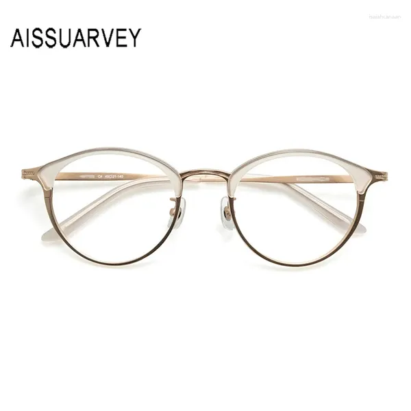 Lunettes de soleil Frames Designer Metal Optical Eyeglass Hommes Glêmes Cadre des femmes Retro Vintage Transparent Round Quality Golden