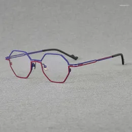 Lunettes de soleil Cadres Designer Personnalité Pur Titane Lunettes Cadre Ultra-léger Joker Couleur Correspondant Polygone Myopie Peut être Matche