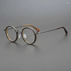 Zonnebrillen frames ontwerper titanium ronde bril mannen vrouwen retro handgemaakte bril in de bril optische bijziendheid recept transparante brillen