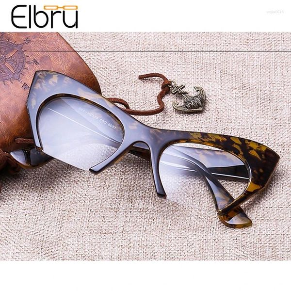 Lunettes de soleil Frames Elbru Vintage Femmes Lunes Eyes Cat Cadre Fashion Half Optical Eyeglass Colorful Eyewear Feme