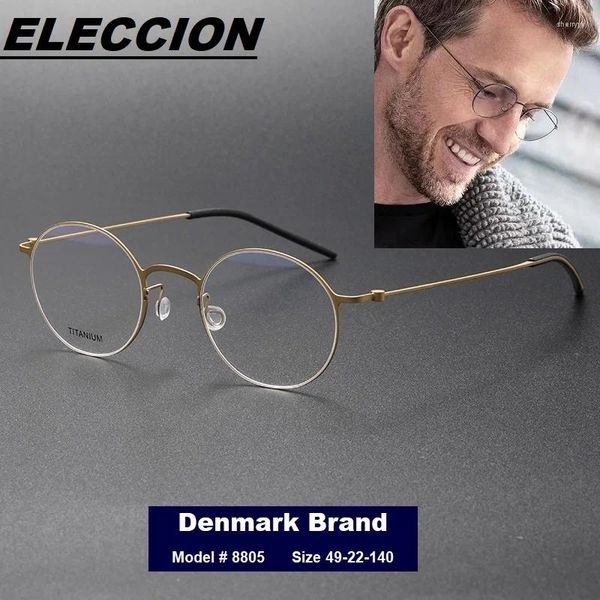 Lunettes de soleil Frames Eleccion Danemark Brand Lunettes optiques Fadre des hommes Round Myopie Eyeglasse Ultralight Wire Titanium Eyewear Women Women