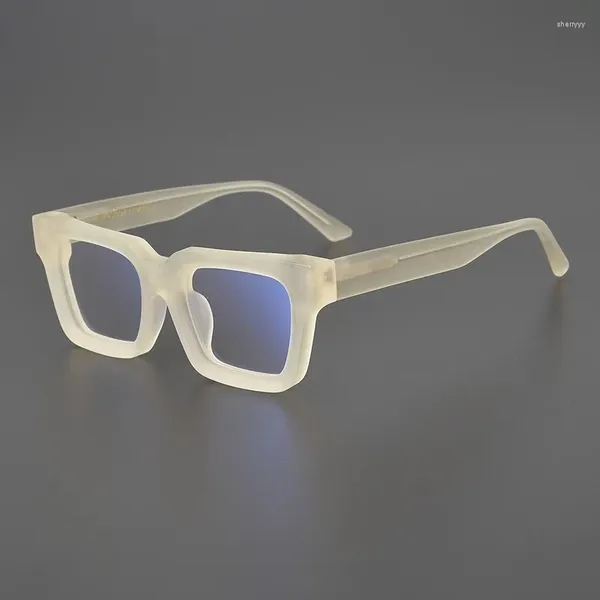 Lunettes de soleil Frames Cadre des lunettes pour femmes épaisses lunettes mates Lémires mates légères rétro Myopie Men à la mode acétate carrée