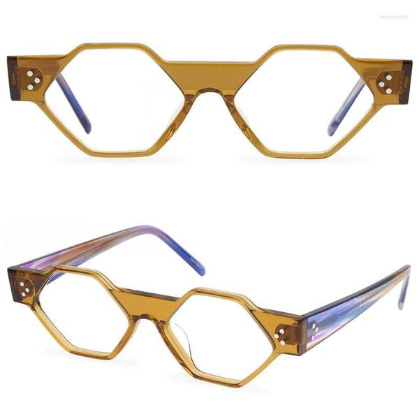 Monturas de gafas de sol Montura de gafas para mujer Gafas de diseñador poligonales modernas e interesantes Lunette de acetato de alta calidad