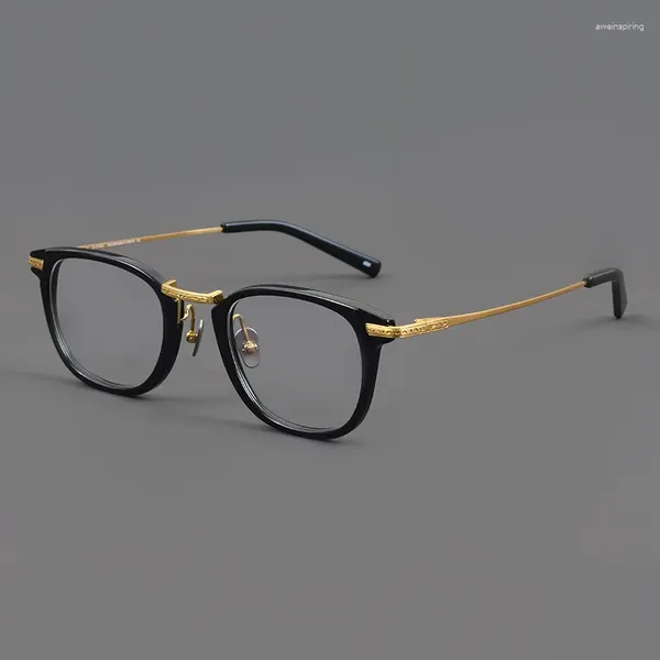 Monturas de gafas de sol para hombre y mujer, lentes ópticas de titanio hechas a mano, modelo GMS817, gafas graduadas