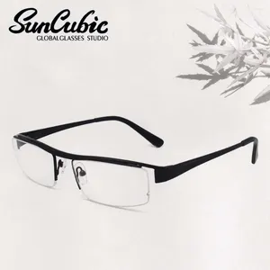 Lunettes de soleil Frames Eyeglasse de bureau Eyewear Rectangular Half Rim Men Simple Fild Lunes en acier inoxydable Premium Arrivée Small Face R2701