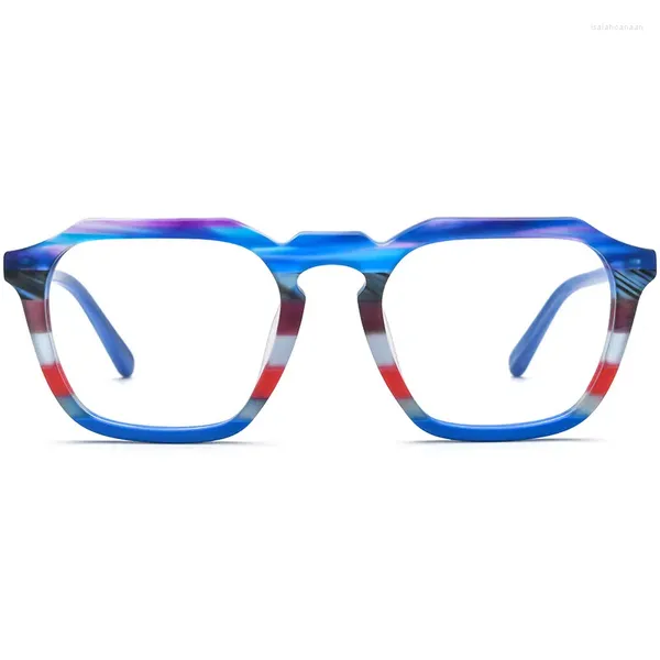 Lunettes de soleil Cadres Fantaisie Acétate Multicolore MaIrrigular Square Hommes Lunettes Cadre Peut Assortir Myopie Lunettes Anti Bleu Lumière Unisexe