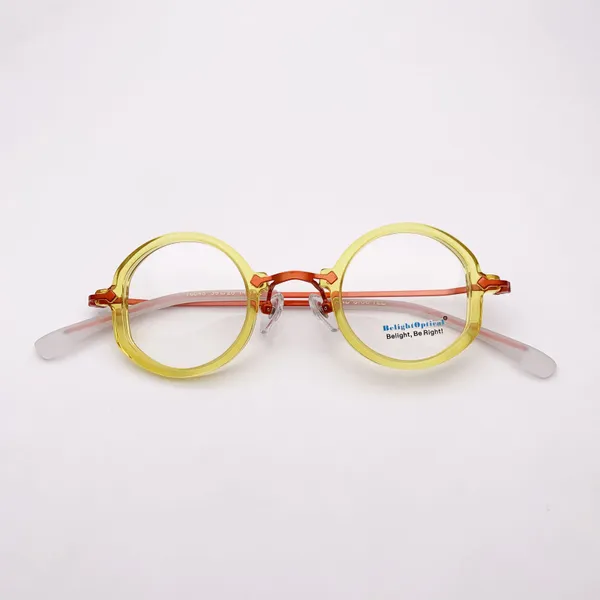 Marcos de gafas de sol Fancy Colorful Vintage Combine Color Pequeño Forma redonda Gafas ópticas Marco de espectáculo Lente prescritpion Estilo de mujer 76843