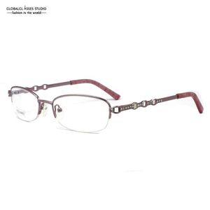 Zonnebrillen frames modeontwerpstijl zeer mooie lichtroze vrouwen half frame bril optische bril brillen brillen bril dtb330803