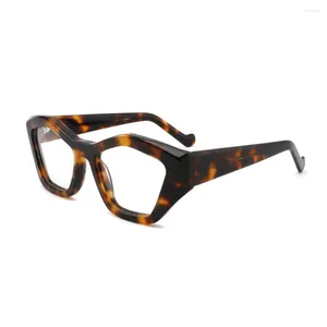 Marcos de gafas de sol Moda Borde completo Acetato Marco de gafas Vintage Retro Lente transparente Rx Able Gafas de mujer