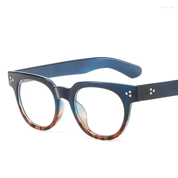 Marcos de gafas de sol Marco de gafas de moda Pequeño espejo plano Color degradado Grueso Oval Negro