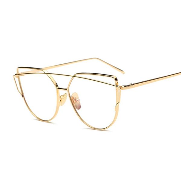 Monturas de gafas de sol Gafas de moda Mujer Vintage Cateye Marco de anteojos Metal Miopía Gafas ópticas Lente transparente Comodidad Luz Espectáculo
