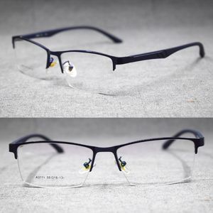 Zonnebrillen Frames Fashion Men TR90 Lichtgewicht bril Legering Half Rimless Metal Glasses Optisch merk Brils