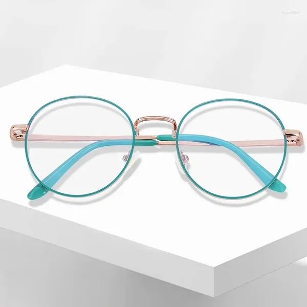 Lunettes de soleil Frames Fashion Metal Anti-Blue Lights Men Femmes Femmes Classic Retro Round Frame Round Models Myopia Optical E EOBLESSES