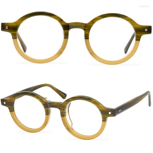 Monturas de gafas de sol Moda Ronda Acetato Gafas Marco Retro Miopía Óptico Grueso Simple