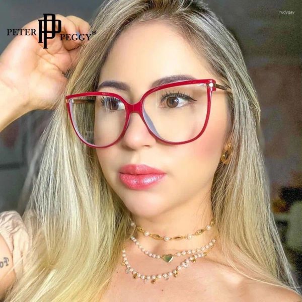 Lunettes de soleil Frames Fashion Square Anti Blue Lumières Big Metal Fild Lunets Optical Transparent Lens Prescription OCULOS FEMININO