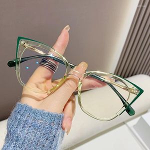 Zonnebril Frames Mode Transparante Cat Eye Vrouwen Bril Metalen Trendy TR90 Anti Blauw Licht Cateye Brillen Frame Clear Lens Spektakel