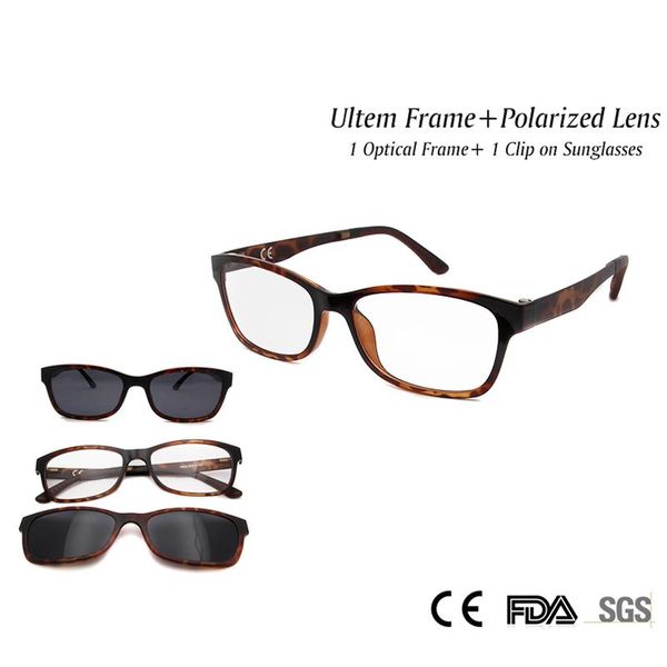Monturas de gafas de sol para mujer, anteojos unisex a la moda, marco Flexible ligero Ultem con imanes polarizados, gafas para miopía