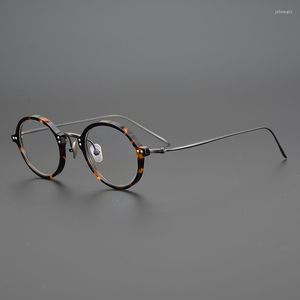 Lunettes de soleil Cadres Mode Vintage Acétate Lunettes Cadre Hommes Petit Rond Optique Myopie Prescription Titane Lunettes Femmes LunettesMode