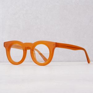 Zonnebrilmonturen Mode Vintage Brillen Effen Dikke Acetaat Stereo Snijden Bijziendheid Optische Frame Retro Ronde Stijl Vrouwen Man Een Hoge