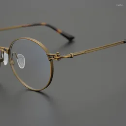 Zonnebrilmonturen Mode Vintage Bijziendheid Optisch Lezen Brilmontuur Ultra Licht Puur Titanium Klassieke Ronde Stijl Dames Man Hoog