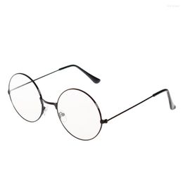 Monturas de gafas de sol Moda Vintage Retro Marco de metal Lentes transparentes Gafas Nerd Geek Gafas Anteojos Ojo de círculo redondo de gran tamaño