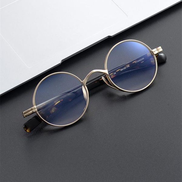 Gafas de sol marcos de moda Fashion Vintage Round Ligero Titanio Gafas ópticas Marco Hombres Miopía Prescripciones Señas de las mujeres Japan Brand Eyew