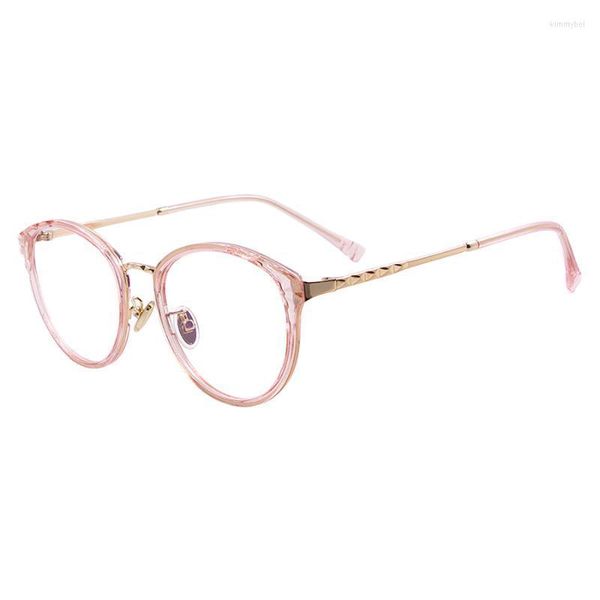 Monturas de gafas de sol Moda Mujer Metal Plástico Anteojos Ronda Vintage Gafas Marco para lentes recetados Miopía Lectura ProgressiveFashi