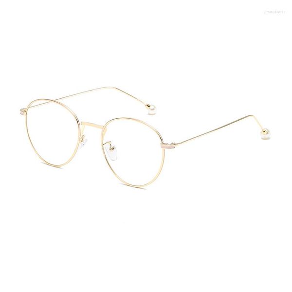 Lunettes de soleil Cadres Mode Femmes Lunettes optiques Cadre en métal doré Lunettes rondes Vintage Lecture Lentille claire Hommes Oculos 083X