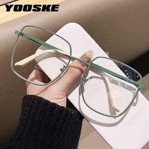 Lunettes de soleil Cadres Mode Yooske Anti Blue Light Lunettes Cadre Femmes Hommes Métal Surdimensionné Lunettes Femelle Peinture Menthe Vert Bluelight Blocki