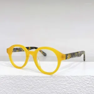 Marcos de gafas de sol Moda Clásica Redonda Premium Acetato Vintage Anteojos Marco Hombres Mujeres Elegantes Gafas ópticas de alta calidad