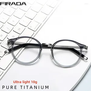 Zonnebrillen frames Firada mode comfortabele bril Vintage luxe pure titanium brillen ronde op recept bril frame mannen vrouwen