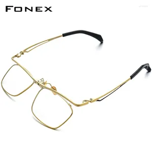 Lunettes de soleil Frames Fonex 180 ° Flip Titanium Lunettes Men 2024 Clôles de prescription carrés Cadre des lunettes coréennes optiques complètes F8043