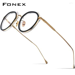 Lunettes de soleil Frames Fonex Acétate Titanium Glasse Men Simple Retro Polygon Optical E E EEU 2024 FEMMES MYOPIA EYEWEAR LO-04