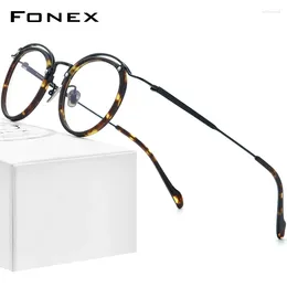 Lunettes de soleil Frames Fonex Acetate Titanium Glasse Femmes Vintage Round HEEGLASSES MEN MYOPIA Spectacles Eyewear Byy0036