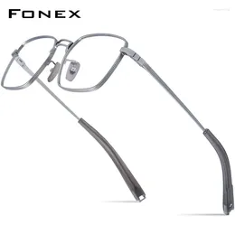 Monturas de gafas de sol FONEX Acetato Gafas de titanio Marco Hombres Cuadrado Retro Anteojos recetados Mujeres Gafas Ópticas Miopía Gafas