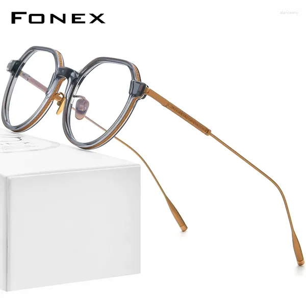 Lunettes de soleil Frames Fonex Acetate Titanium Lunes Frame Men Vintage Polygone Prescription Eyeglass Women Myopia Optical Spectacles Eyewear