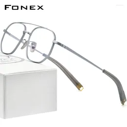 Lunettes de soleil Cadres FONEX pur titane lunettes cadre hommes rétro Vintage carré Prescription lunettes hommes myopie optique-lunetterie 07518