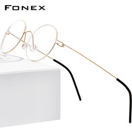 Zonnebrillen frames Fonex schroefloze bril in de bril Vrouwen rond myopia optische Denemarken Koreaanse recept glazen frame mannen brillen brillen 98607 230411