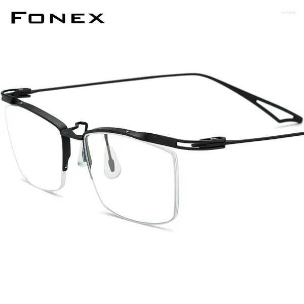 Lunettes de soleil Frames Fonex Titanium Eyeglasses Frame Men Semi Rimless Square Lunes 2024 Half Eyewear F98640