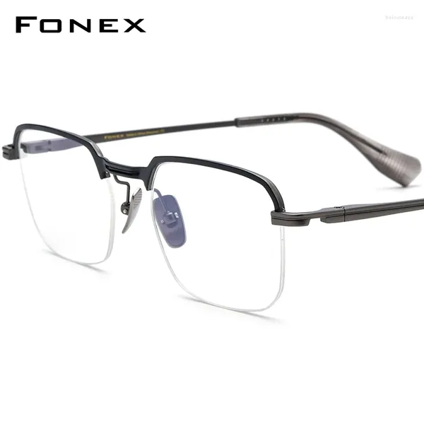 Gafas de sol marcos Fonex titanium anteojos marco de marco hombres semi bordes lentes ópticos gafas medio borde miopía gafas dtx-154