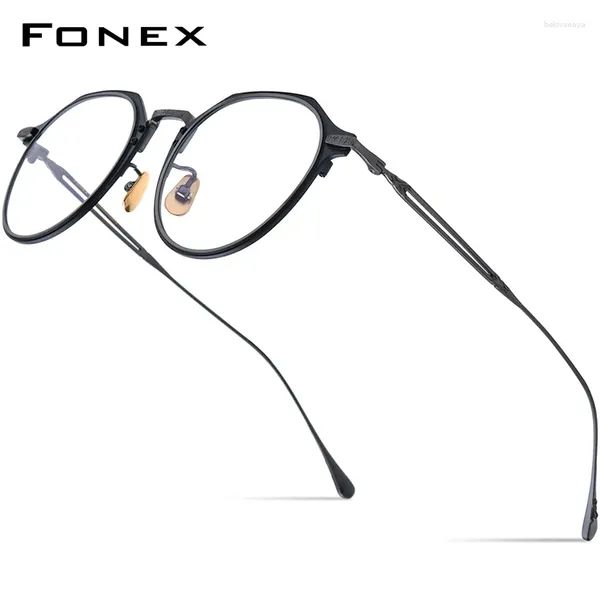 Lunettes de soleil Frames Fonex Titanium Eyeglasses Frame Men Simple Design 2024 Retro Square Optical Lunes Femmes Myopie Eyewear E-061