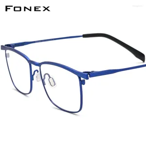 Lunettes de soleil Frames Fonex Titanium Lunes FaSses Men 2024 Design Square Ultrallight Prescription Eyeglass Women Myopia Optical Eyewear F85741