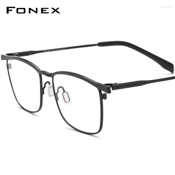 Lunettes de soleil Frames Fonex Titanium Lunettes Men 2024 Simple Retro Square Ultralight Eyeglass Women Eyewear F85741